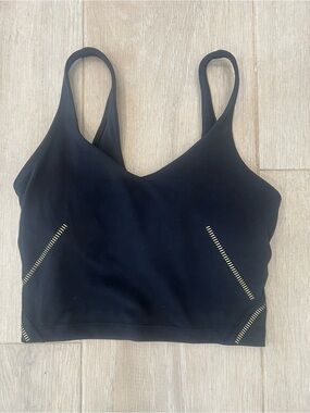 Lululemon Black Seamless Longline Bralette with Contrast Stitching, size 4